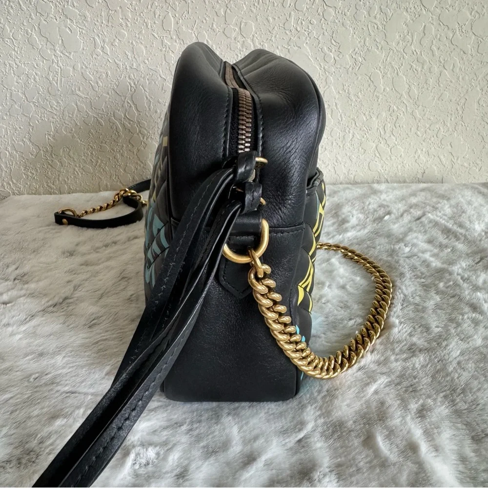 GUCCI GHOST Black Marmont Shoulder Bag - Graffiti Collection. P0239